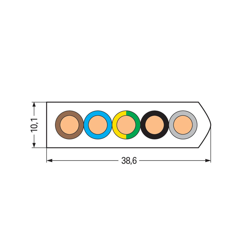 WAGO - Energiekabel < 1 kV, für ortsveränderlichen Einsatz Flachleitung 897-1052 5G10 mm²,lichtgrau