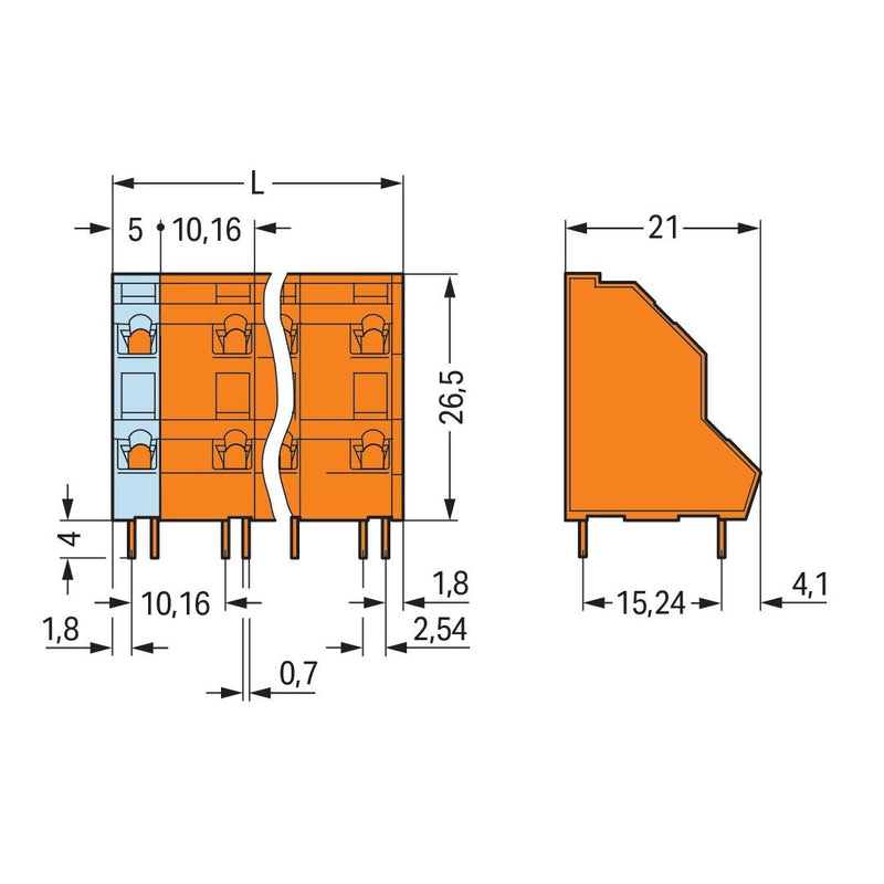 WAGO - Leiterplattenklemme DoppelstockLeiterplattenk. 736-856 2,5mm² − 28 Stück