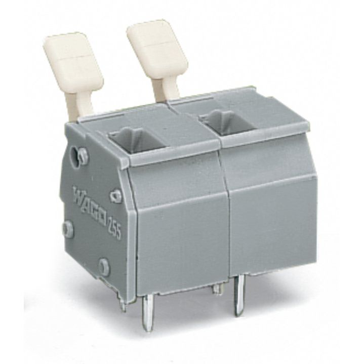 WAGO - Leiterplattenklemme 255-607/333-000 Drücker,2,5 mm²,grau − 15 Stück