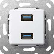 Gira - Einsatz/Abdeckung für Kommunikationstechnik UP Tragring 2xUSB A rws 568503 Kabelpeitsche