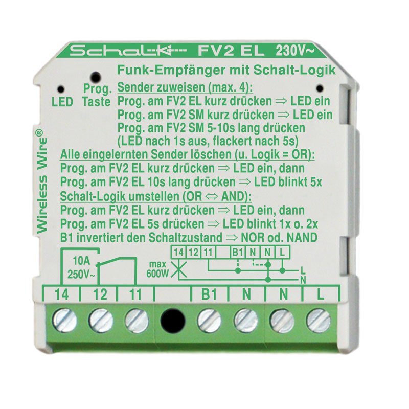 Schalk - Funkempfänger Funk-Empfänger m. Logik UP FV2 EL 1 Wechsl. 10A 230VAC − 1 Stück