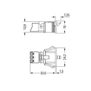WAGO - Geräteanschluss für steckbare Gebäudeinstallation Snap-In-Stecker 890-753/062-000 3-polig,Kod. B,grau − 50 Stück