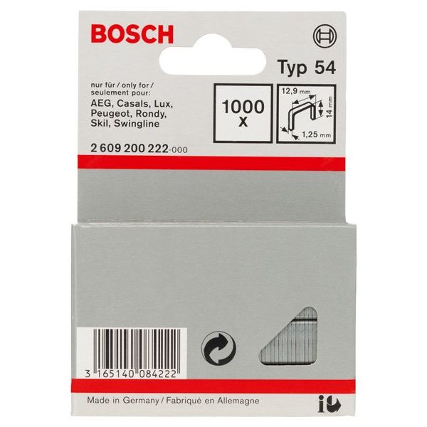 Bosch - Heftklammer Flachdrahtklammer Typ 54, 2609200222 12,9 x 1,25 x 14 mm