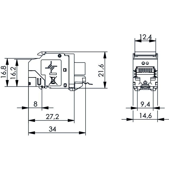 Telegärtner - Modularer Steckverbinder AMJ Modul Cat8.1 RJ45 100023211 T568A/B − 12 Stück