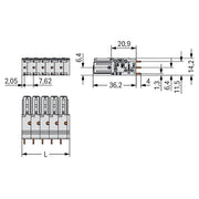 WAGO GmbH & Co. KG - Leiterplattensteckverbinder THT-Federleiste gerade 831-3504 Maß 7,62mm,lgr − 24 Stück