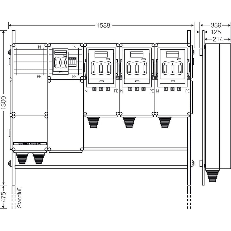Hensel - Verteilerschrank für Energieversorgung Ladeverteiler Mi EV 140kW 3001 f.3 Abgänge a 140kW
