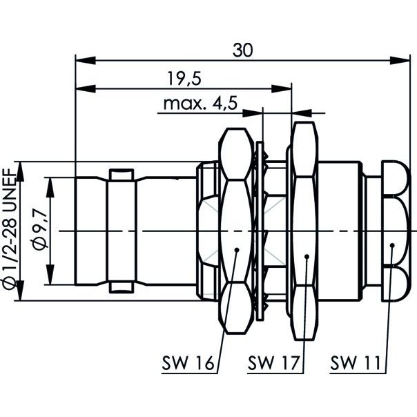 Telegärtner - Koax-Steckverbinder BNC Kabeleinbaubuchse 100023406 f.G1(RG58)G5(RG223)
