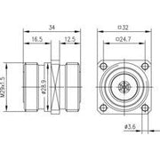 Telegärtner - Koax-Kupplung 7-16-Kupplung (F-F) 100024549 50Ohm m.Flansch SW32