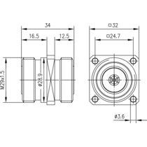 Telegärtner - Koax-Kupplung 7-16-Kupplung (F-F) 100024549 50Ohm m.Flansch SW32