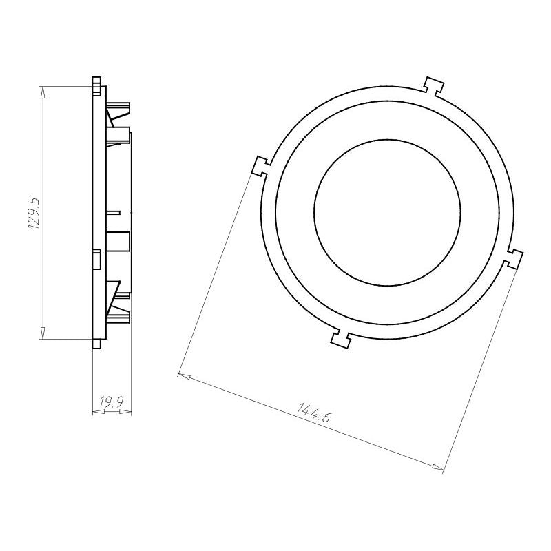 Kaiser - Zubehör/Ersatzteile für Leuchteneinbaugehäuse Frontteil HaloX 100 1281-02 DA 75 für Ortbeton