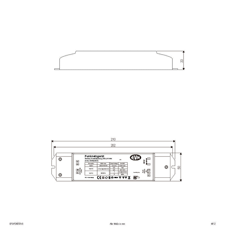 EVN Lichttechnik - Steuergerät für Leuchten Funk Dimmer-Empfänger EFDP24050VS inkl.Netzgerät