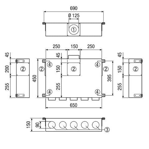 Maico - Zubehör/Ersatzteile für Ventilatoren Luftverteiler MF-BV90-125-5 5Anschl.Flexr.MF-F90