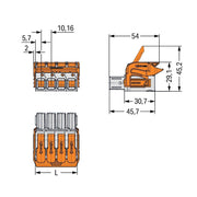 WAGO GmbH & Co. KG - Ein- und mehrpolige Klemmenleiste 1-Leiter-Federleiste,Hebel 832-1104/320-000 PushinCAGECLAMP,lgr − 20 Stück