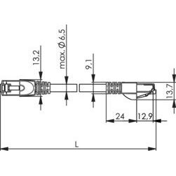 Telegärtner - Patchkabel Kupfer Patchk.S/FTP Cat.6A 100008102 sw 1,0m PE MP8 FS5 − 1 Stück