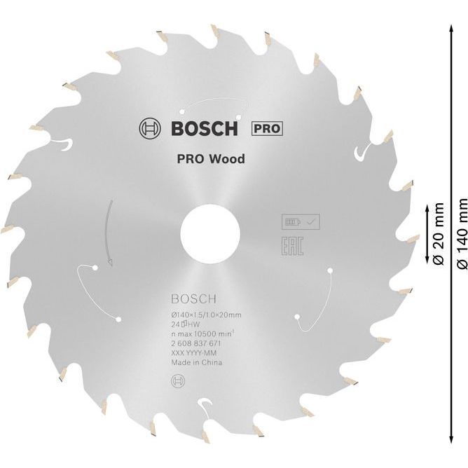 Bosch - Kreissägeblatt PRO Wood cordless 2608837671 Kreissägeblatt 140 x