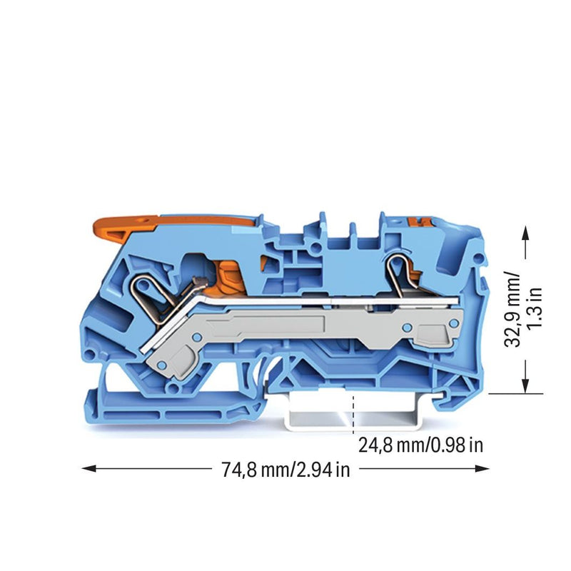 WAGO GmbH & Co. KG - Durchgangs-Reihenklemme 2-Leiter-Durchgangsklemme 2106-5204 6qmm, blau − 25 Stück