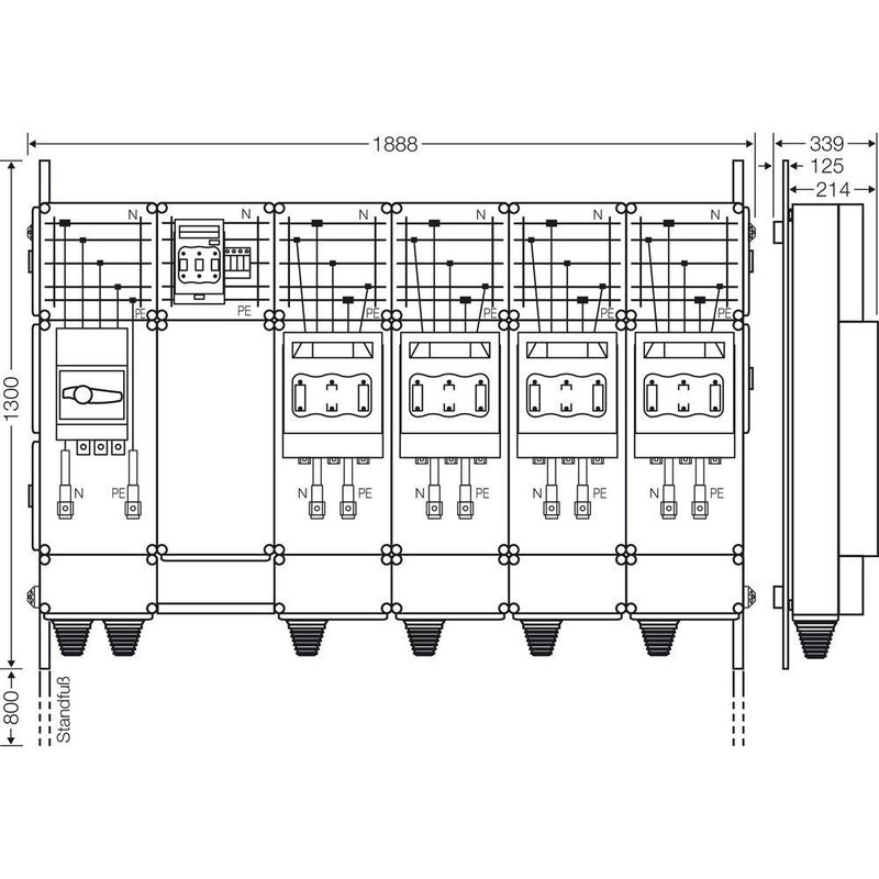 Hensel - Verteilerschrank für Energieversorgung Ladeverteiler Mi EV 200kW 4001 b. z. 4 Ladepunkte