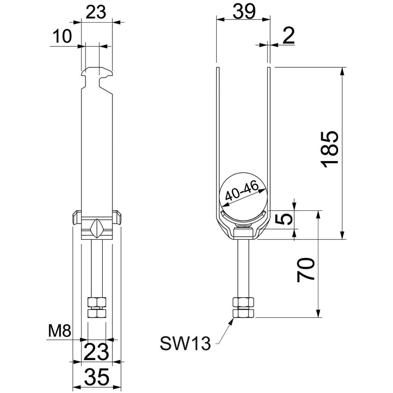 OBO Bettermann - Bügelschelle Enercon 185 2056 M3 46 ENER 40-46mm, St, FT