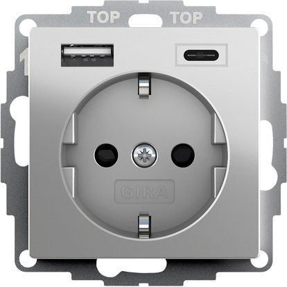 Gira - Steckdose SCHUKO SH USB-Spannungsv. 2459600 2f Typ A/C