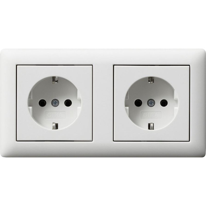 Gira - Steckdose 2-fach verdr. 479304 Reinweiß+Rahmen