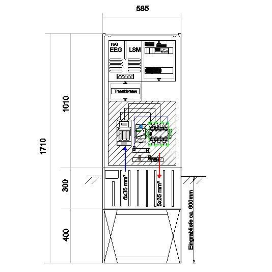 GSAB Elektrotechnik - Anschlussschrank Anschlußsäule bis 37kW 58S1700-AR01-37kW 1710x580x280mm