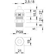 OBO Bettermann - Kabelverschraubung Verschraubung V-TEC PG9 SGR − 50 Stück