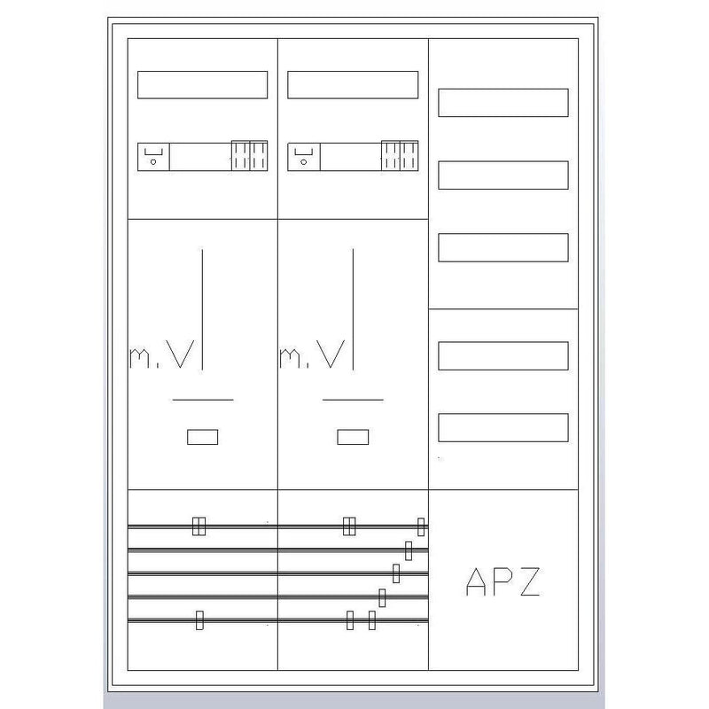 ABN - Zähler-Komplettschrank Zählerschrank S37ZA220 3Pkt 2Z 1V 1APZ