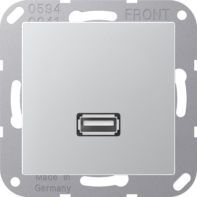 Jung - Multifunktions-Anschlussdose Multimedia-Anschluss alu MA A 1122 AL USB m.Tragring