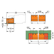 WAGO - Leiterplattensteckverbinder Stiftleiste 231-535/001-000 5pol 1x1 abgew. − 200 Stück