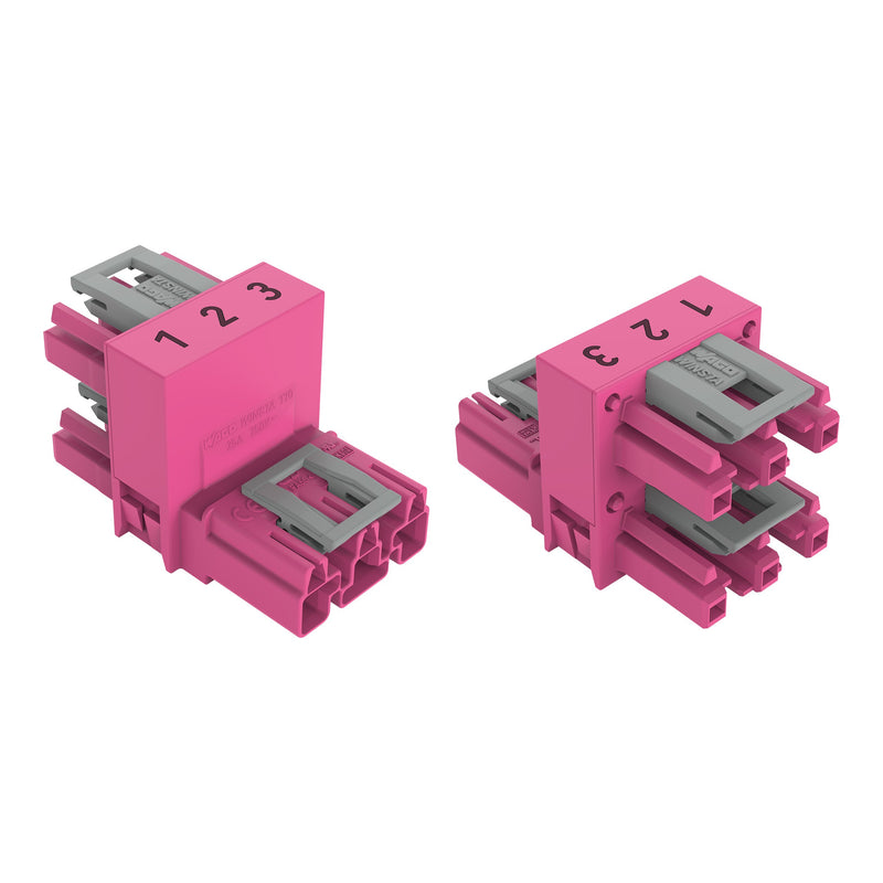 WAGO - Kompaktverteiler für steckbare Gebäudeinstallation h-Verteiler 3-polig 770-1763 Kod. B,pink − 50 Stück