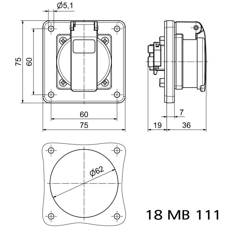Bals Elektrotech - Schutzkontakt-Anbausteckdose Schutzkontakt-Anbausteckdo 71111