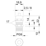 OBO Bettermann - Kabelverschraubung V-TEC L PG9 MS mit langem Anschluss − 50 Stück