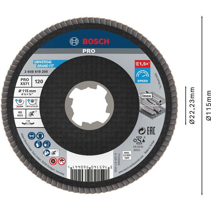 Bosch - Trenn-/Schleifscheibe PRO X571 2608619200 Fächerschleifscheibe
