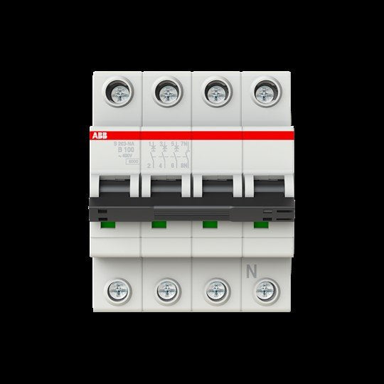 ABB Stotz S&J - Leitungsschutzschalter Sicherungsautomat S203-B100NA 6kA, 100A, 3P,+NA