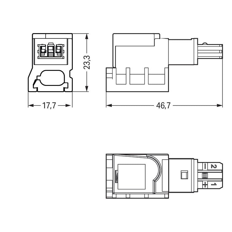 WAGO - Flachleitungsadapter für steckbare Gebäudeinstallation Abgriffmodul 893-122 2-polig,grün − 50 Stück