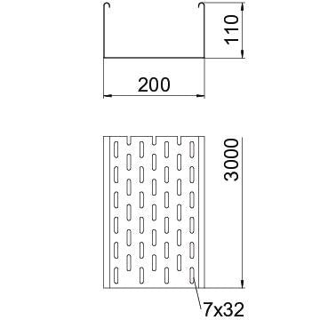 OBO Bettermann - Kabelrinne MKS 120 FS 110x200mm − 3 Meter