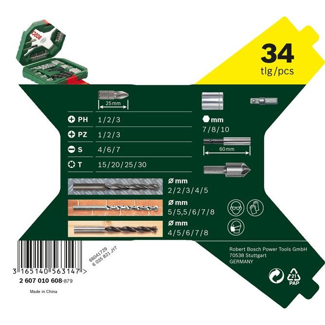Bosch - Werkzeugset X-Line Classic Bohrer- und 2607010608 Schrauber-Set