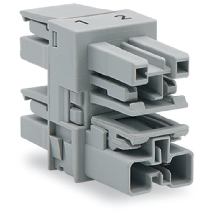 WAGO - Kompaktverteiler für steckbare Gebäudeinstallation 3-fach-Verteiler 2-polig 770-1704 Kod. B,grau − 50 Stück