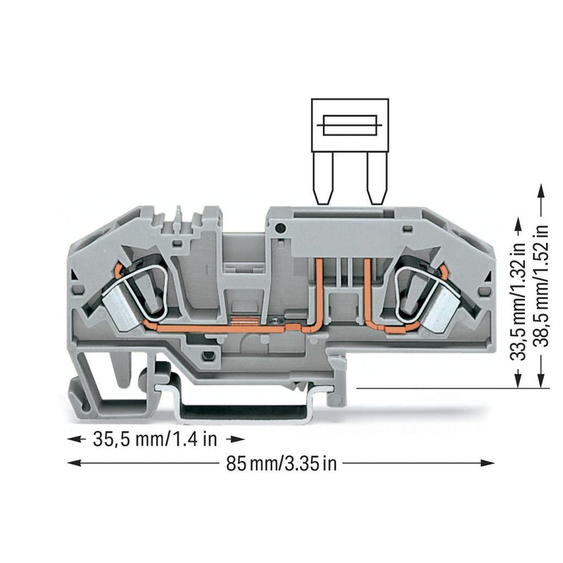 WAGO - Sicherungs-Reihenklemme Sicherungsklemme 282-696 0,2-6qmm, grau