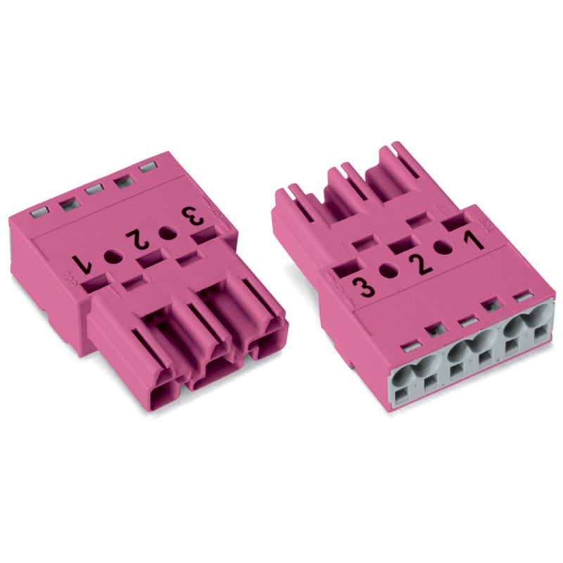 WAGO - Steckverbinder für steckbare Gebäudeinstallation Stecker 3-polig 770-293 Kod. B,pink − 100 Stück