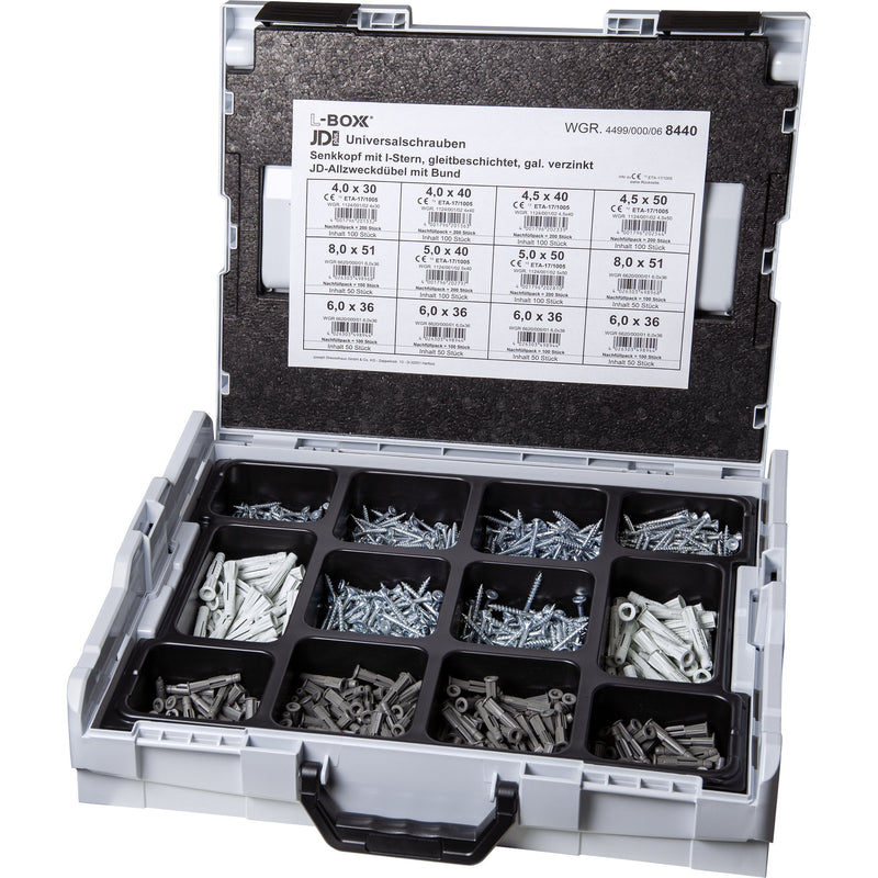 Dresselhaus - Sortimentskasten Befestigungmaterial L-Boxx 102 FG 4499/000/06 8440 JD+Senkkopf,I-Stern