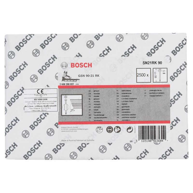 Bosch - Nagel für Nagelgerät Rundkopf-Streifennagel 2608200031(VE2500) SN21RK 90 3,1 mm 90