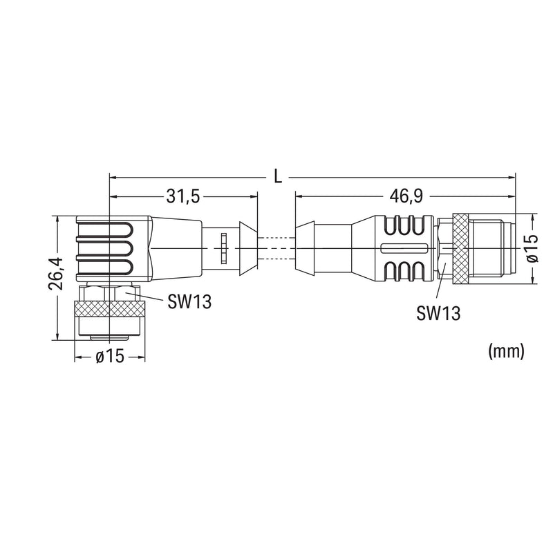 WAGO - Konfektioniertes Sensor-Aktor-Kabel Sensor-/Aktorleitung M12A 756-5403/030-020 Bu.,w.,M12A-St.,ax. − 1 Stück