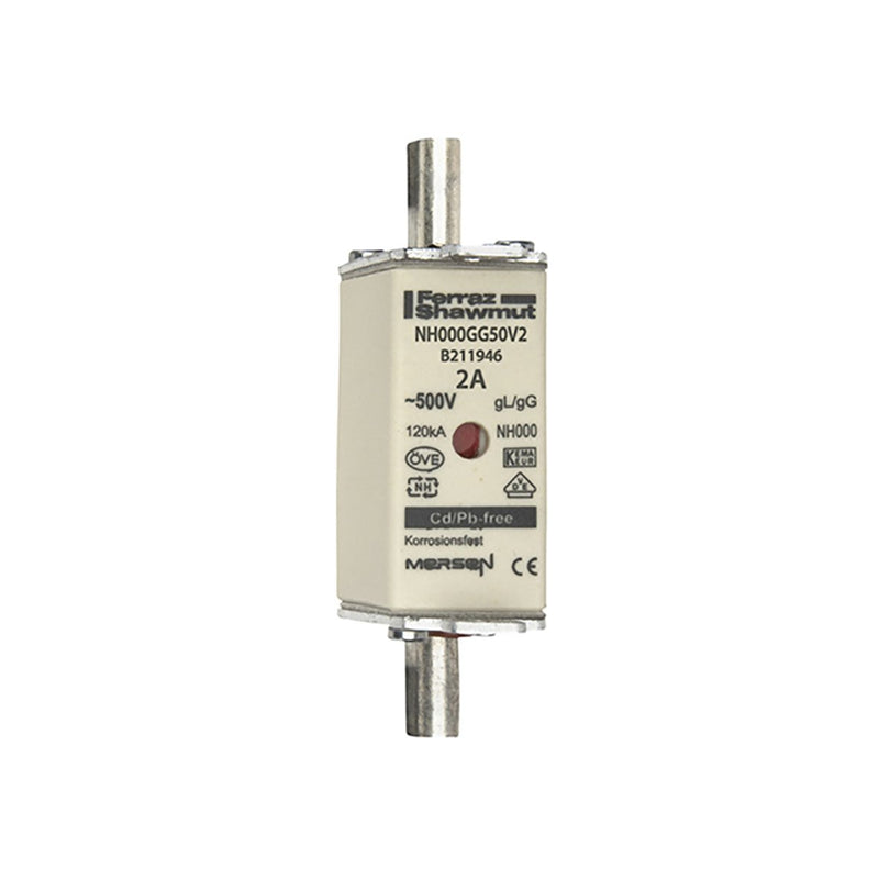 Mersen - Messersicherung NH-Sicherungseinsatz SF NH000GG50V2 Gr.000 gG 2A/500V KM − 3 Stück