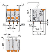 WAGO - Leiterplattenklemme Leiterplattenklemme,Hebel 2606-1115/020-000 6mm²,gr − 9 Stück