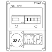 ABN - CEE-Steckdosen-Kombination (IEC 60309) Steckdosenkombi SY16Z 1xCEE 32A,2xSchutz