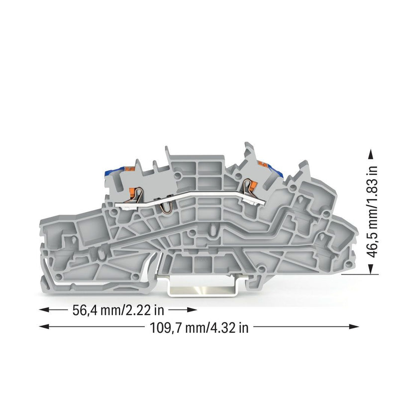 WAGO - Installations-Etagenklemme Installationsetagenklemme 2203-6651 2,5 mm² mit Drücker − 50 Stück