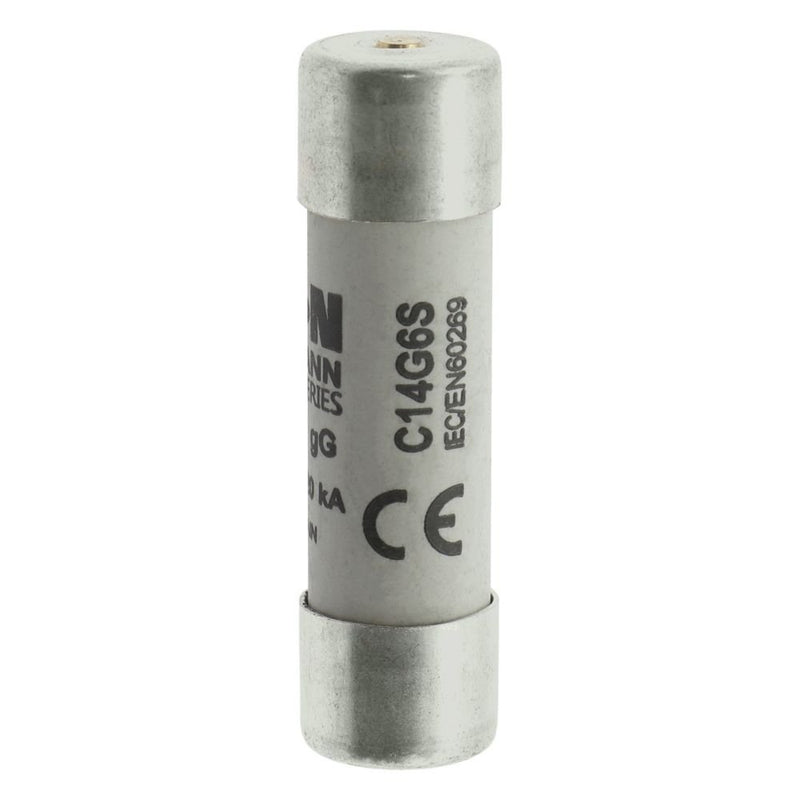 Eaton - Zylindrische Sicherung Sicherungseinsatz Nieders. CYL GG 14,#C14G6S 6A AC 500V 120kA − 10 Stück