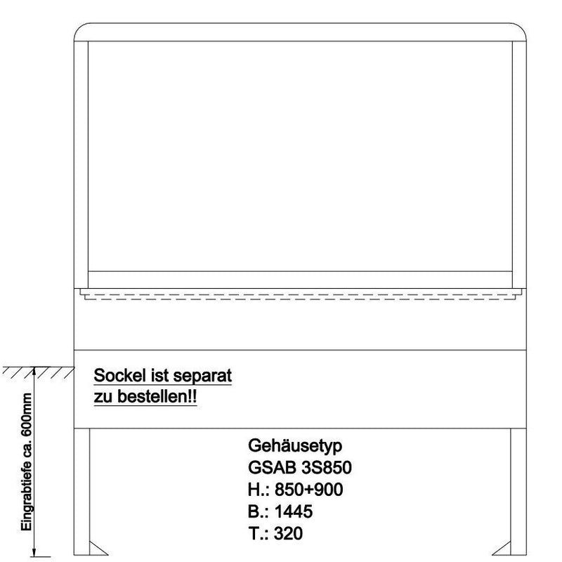 GSAB Elektrotechnik - Gehäuse/Schaltschrank (leer) Normkabelverteilerschrank 3S850 850x1445x332mm