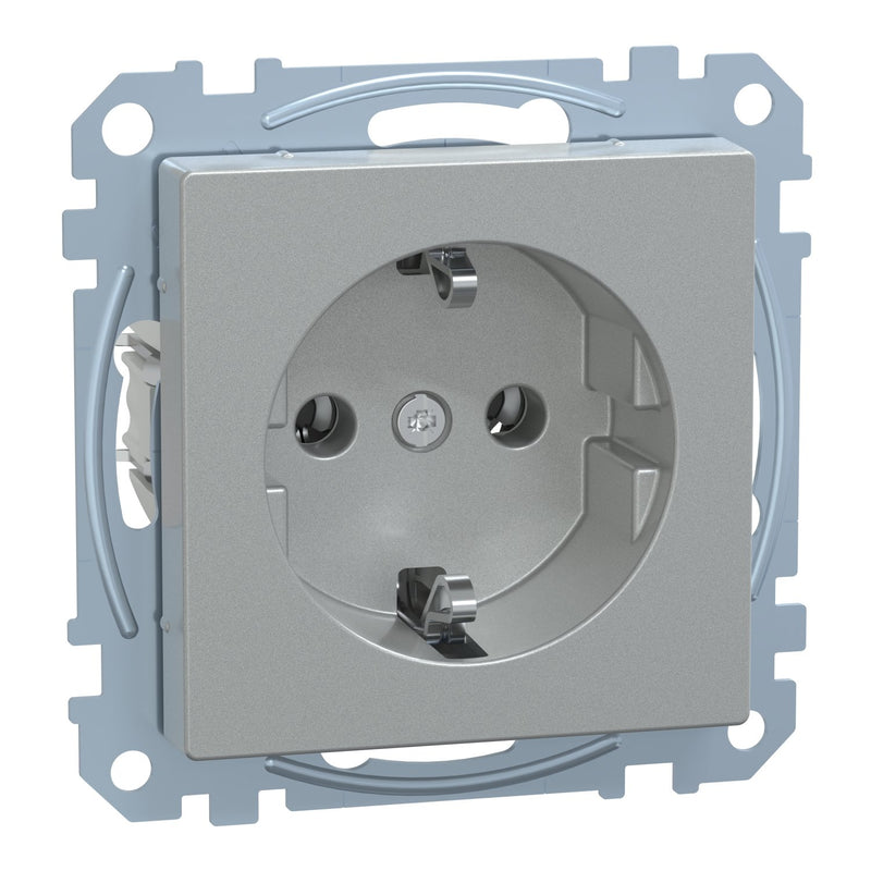 Merten - Steckdose SCHUKO-Steckdose alu MEG2401-0460 Schraub-Liftklemme